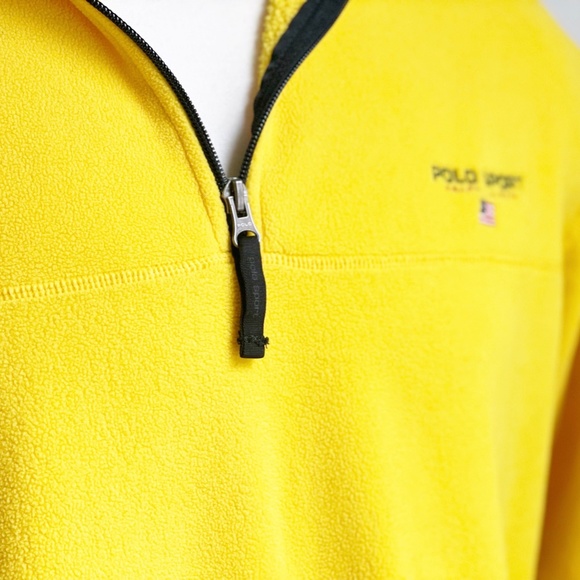 SOLD Polo Sport Ralph Lauren 1/4 zip Fleece Men Pullover Shirt Yellow XL EUC - Picture 2 of 7